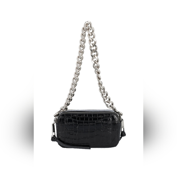 MARC JACOBS BLACK CROC CROSSBODY HANDBAG PURSE - Picture 2 of 10